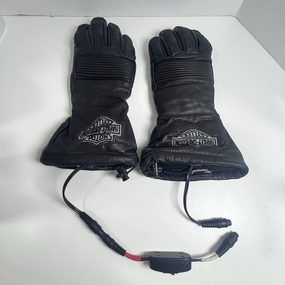 Harley-Davidson Heated Gauntlet Riding Gloves Black Leather XS 12V Electric
